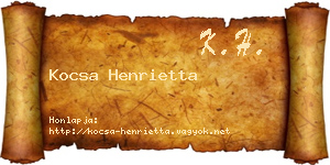 Kocsa Henrietta névjegykártya